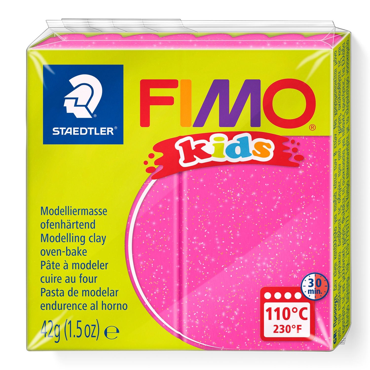 Staedtler Modelliermasse, Kids, Pink, Glitzer, ofenhärtend (110 °C, 30 min), 42 g, 1 Stk., CE