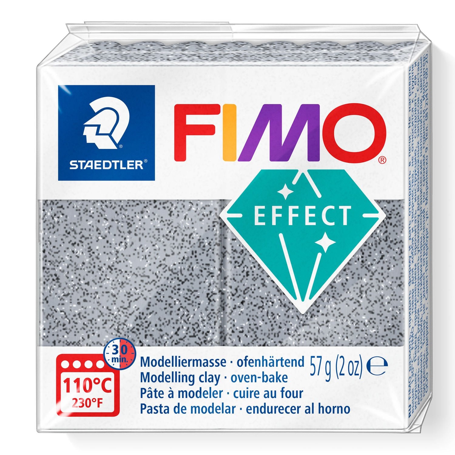Staedtler Modelliermasse (ofenhärtend, 110 °C, 30 min), Grau, Granit-Effekt, 57 g, 1 Stk.