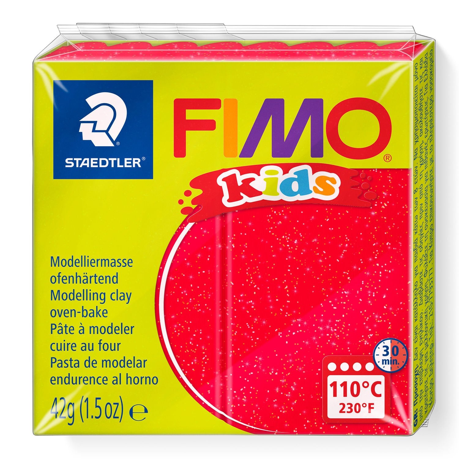 Staedtler Modelliermasse (ofenhärtend), Rot, Glitzer, 42 g, 1 Stk., CE, 8030-212