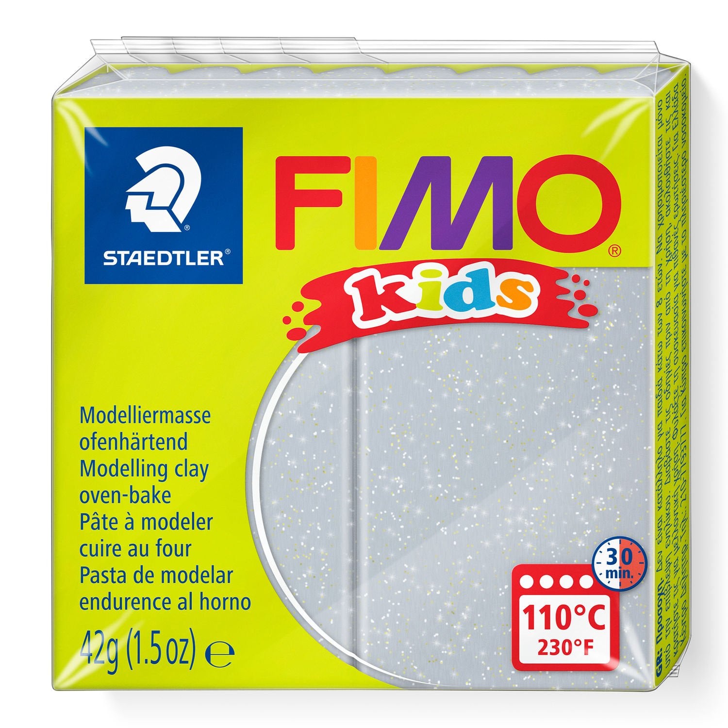 Staedtler Modelliermasse, ofenhärtend (110 °C, 30 min), Silber, Glitzer, 42 g, 1 Stk., CE