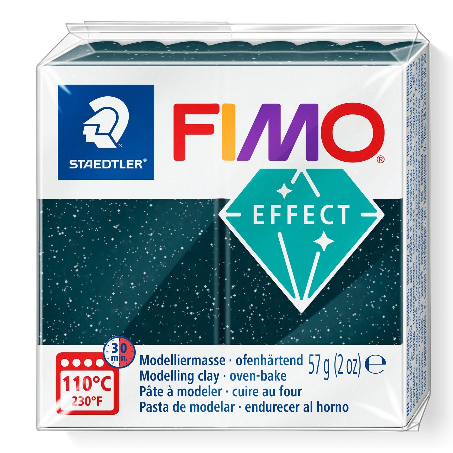 Staedtler Modelliermasse (ofenhärtend, 110 °C, 30 min), Grün, Sternenstaub, 57 g, 1 Stk., CE