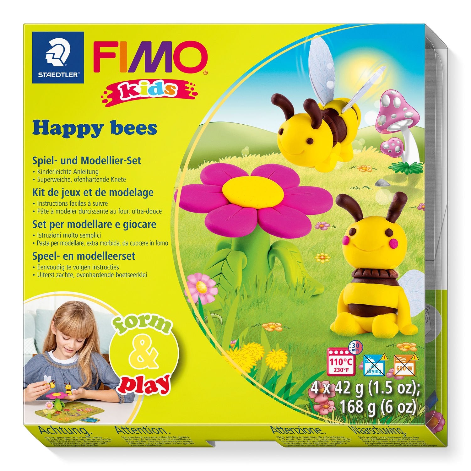 Staedtler Modelliermasse-Set Happy Bees – 4 Blöcke à 42 g