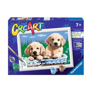 Ravensburger CreArt – Malen-nach-Zahlen-Set – Niedliche Welpen – 10 Farben – ab 7 Jahren