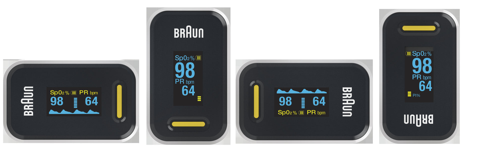 Braun Pulsoximeter YK-81CEU – batteriebetrieben, OLED-Display – 2× AAA – schwarz – Edelstahl
