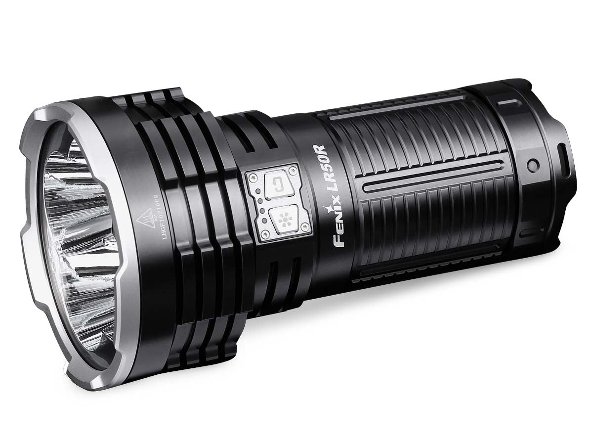 Fenix Taschenlampe LR50R – 12000 lm, 950 m, IP68, Akku & USB, 8 Modi – Schwarz