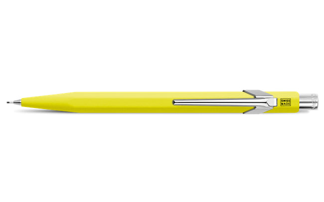 Caran d-Ache 849 Druckbleistift – 0,7 mm – Aluminium – Neongelb – Mit Radierer
