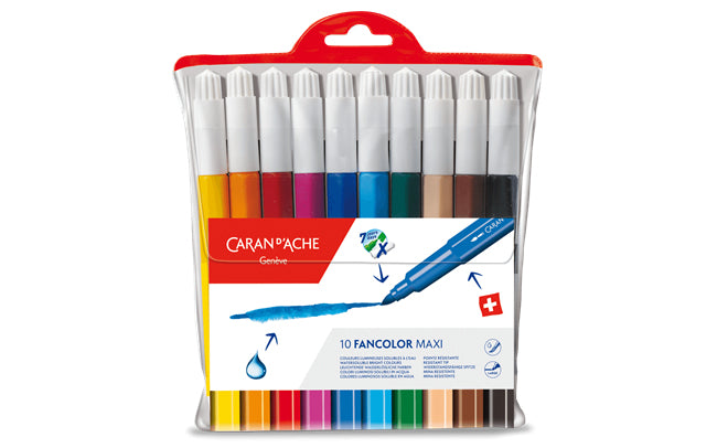 Caran d-Ache Fasermaler Fancolor Maxi, Strichbreite 5 mm, auswaschbar, 10 Farben