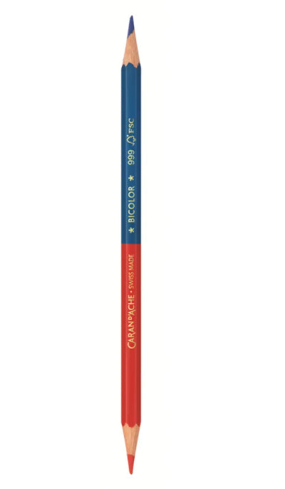 Caran d-Ache Caran d'Ache Duo-Farbstift Prismalo – blau/rot, mit Radierer, Ø 2,95 mm, FSC