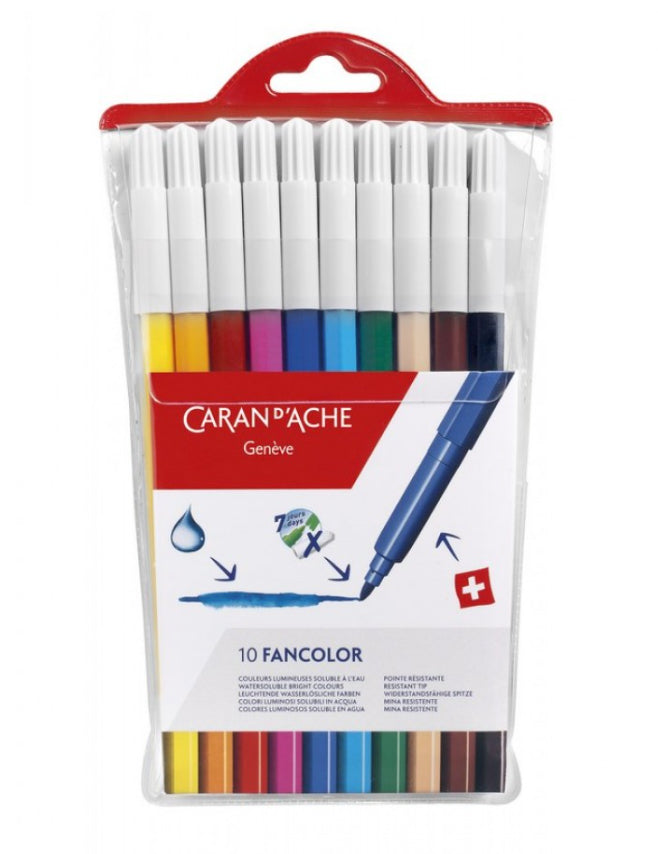 Caran d-Ache Caran d'Ache – Fancolor Filzstifte, Strichbreite 2,8 mm, auswaschbar, 10 Farben