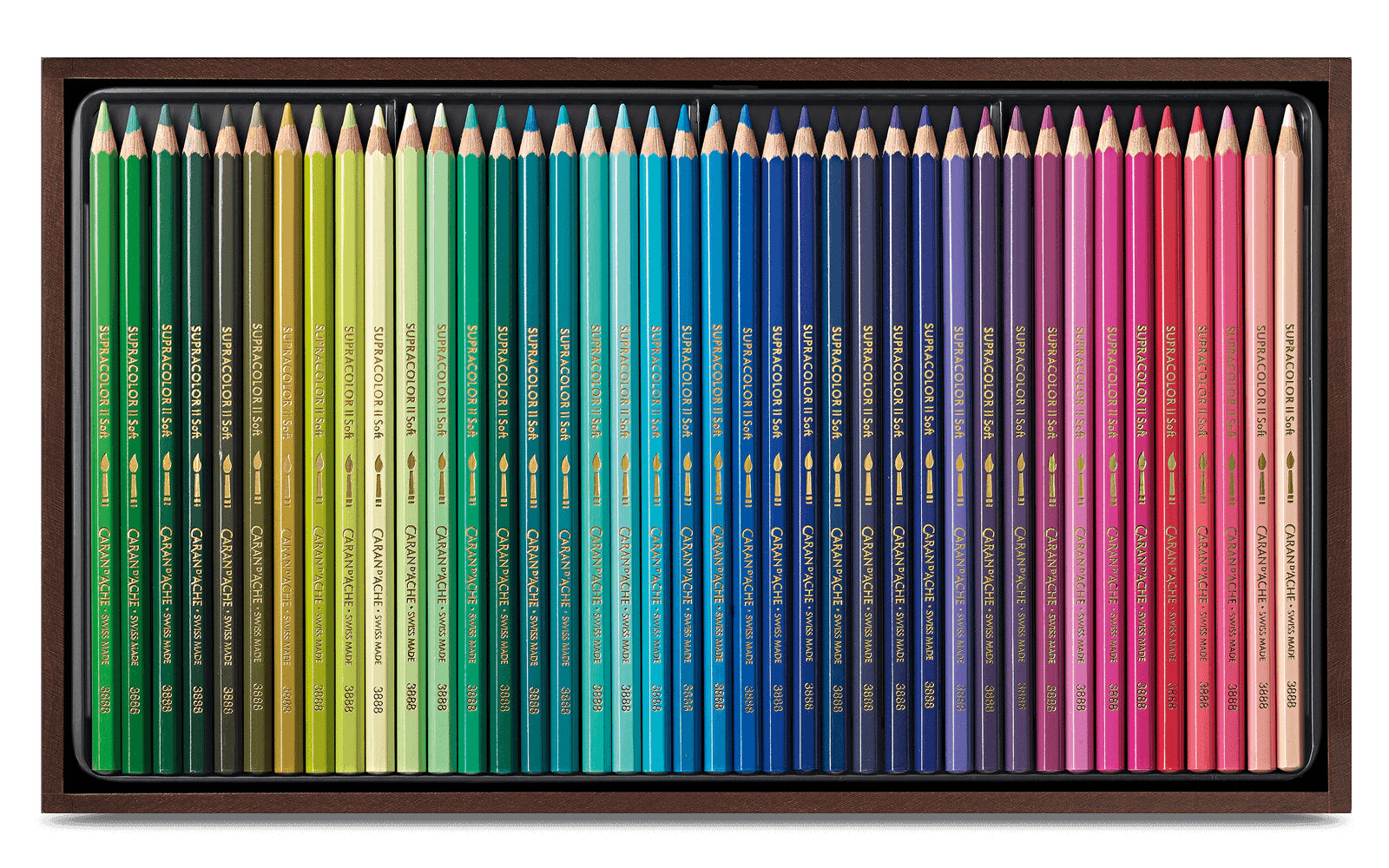 Caran d-Ache Caran d'Ache Aquarellfarbstifte Supracolor Soft – 80 Farben, im Holzkoffer, Ø 3,8 mm, FSC