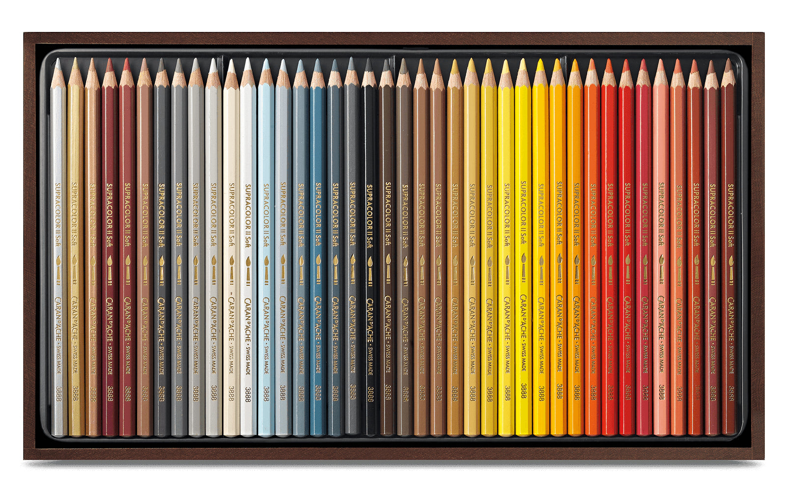 Caran d-Ache Caran d'Ache Aquarellfarbstifte Supracolor Soft – 80 Farben, im Holzkoffer, Ø 3,8 mm, FSC