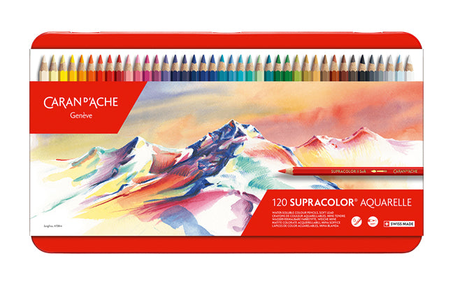 Caran d-Ache Caran d'Ache Aquarellfarbstifte Supracolor Soft – 120 Farben, im Metalletui, Ø 3,8 mm, FSC