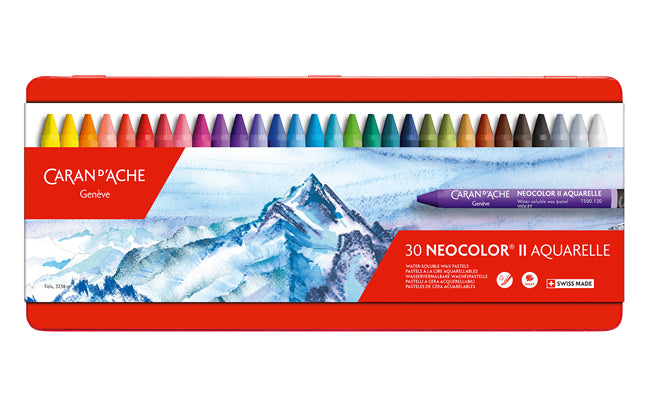 Caran d-Ache Caran d'Ache Neocolor II Aquarellkreiden-Set – 30 Farben, Mine Ø 8,6 mm, Metallschachtel