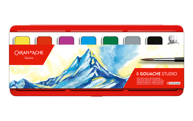 Caran d-Ache Caran d'Ache – Deckfarbkasten – 7 Farben, inklusive Deckweiss, mit Pinsel