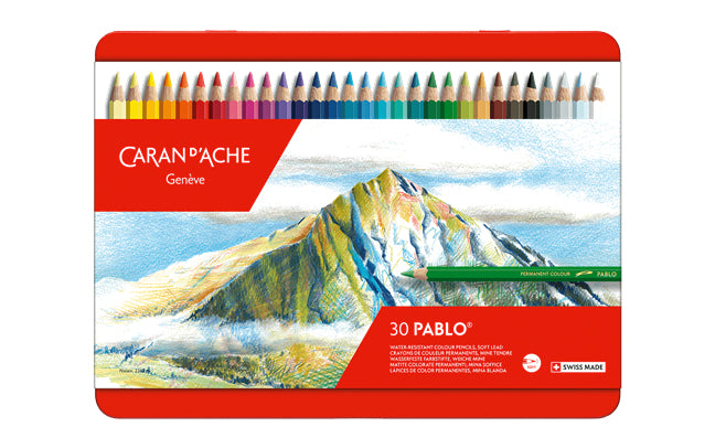 Caran d-Ache Caran d'Ache Buntstifte Pablo – 30 Farben, im Metalletui, Ø 3,8 mm, FSC