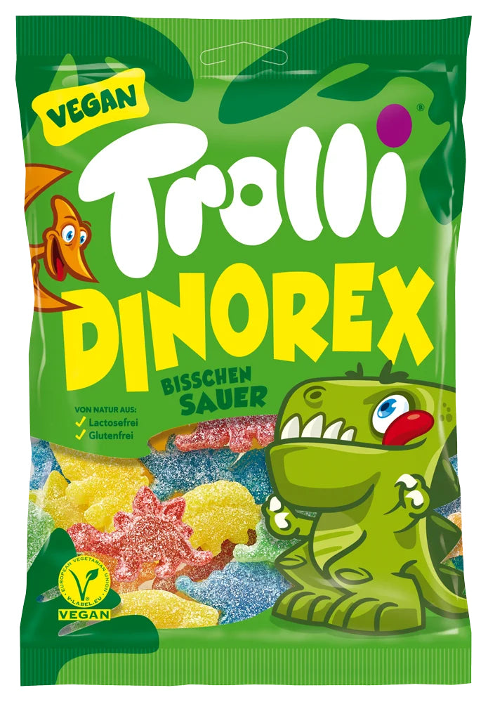 Trolli Dino Rex Gummibonbons – Zitrone, Limette, Orange, Himbeere, Erdbeere – 200 g