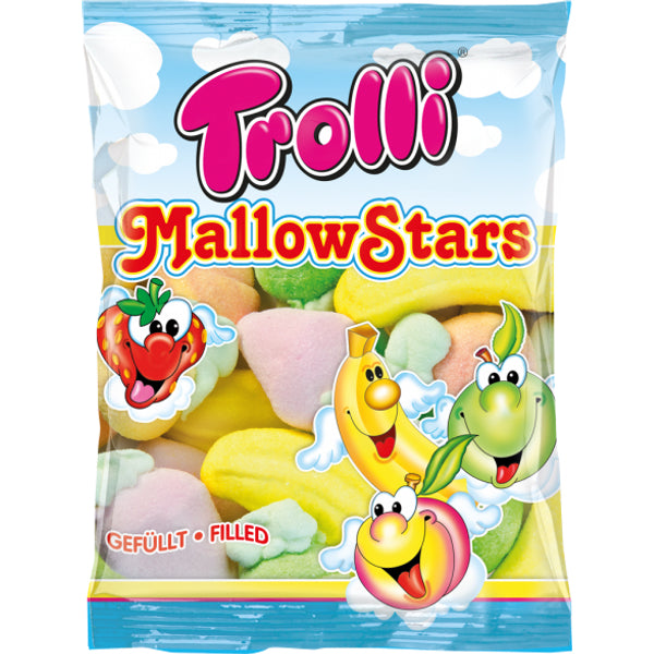 Trolli Mallow Stars Marshmallows – Apfel, Banane & Erdbeere, glutenfrei – 150 g
