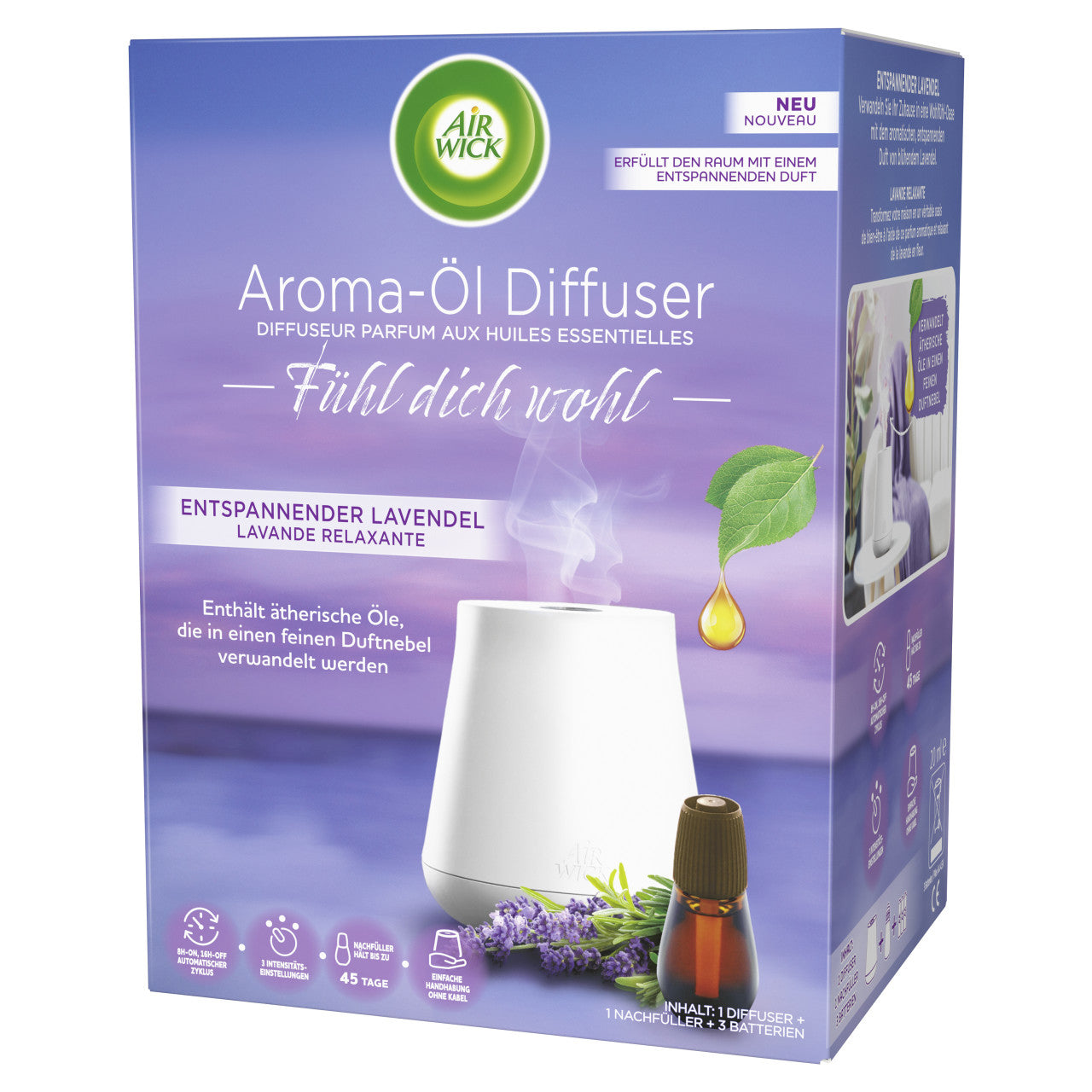 Air Wick Aroma-Diffuser – Lavendel, Weiss – inkl. Lavendelöl 20 ml
