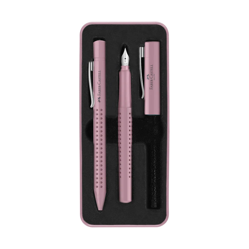 Faber-Castell Grip 2010 Harmony Schreibset – Kugelschreiber M & Füllfederhalter M – Blau – Metalletui – 2-teilig