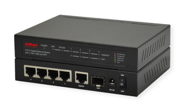 ROLINE Managed Switch – 5×GbE, 1×SFP, PoE+