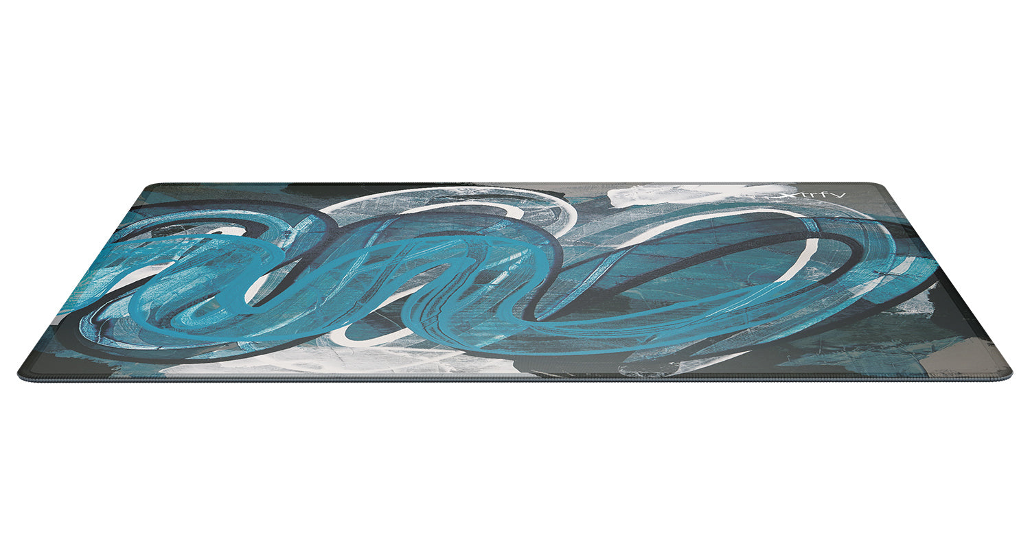 CHERRY XTRFY GP4 Street L – Gaming-Mauspad – Anti-Rutsch-Basis, Gestickte Kanten, Blau/Schwarz