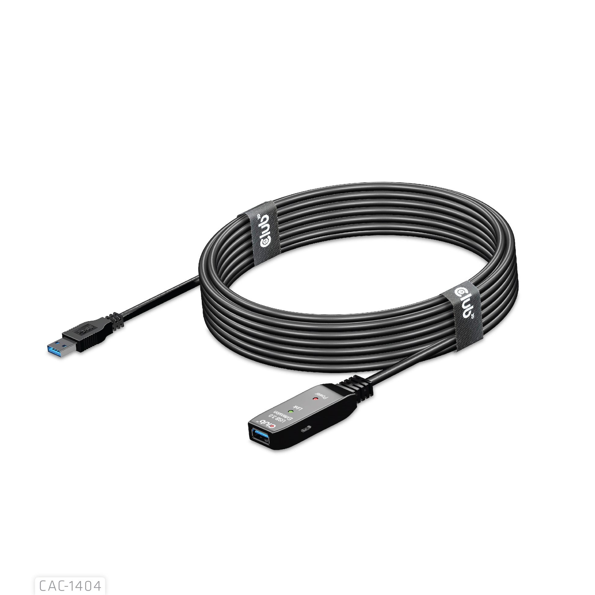 CLUB3D Club 3D – USB-A Verlängerungskabel (Stecker auf Buchse) – USB 3.2 Gen 1 (5 Gbit/s) – 5 m – Aktiv – Schwarz