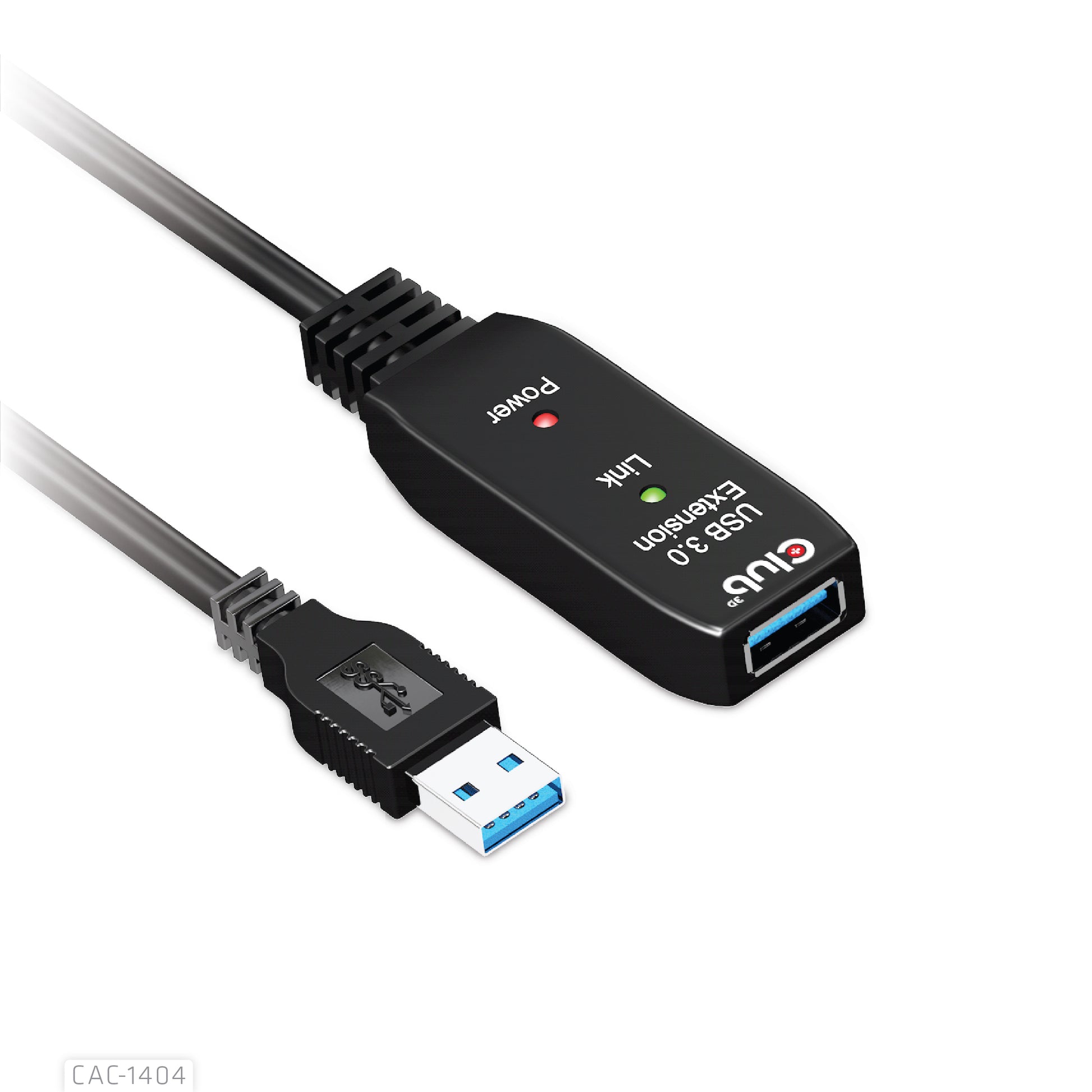 CLUB3D Club 3D – USB-A Verlängerungskabel (Stecker auf Buchse) – USB 3.2 Gen 1 (5 Gbit/s) – 5 m – Aktiv – Schwarz