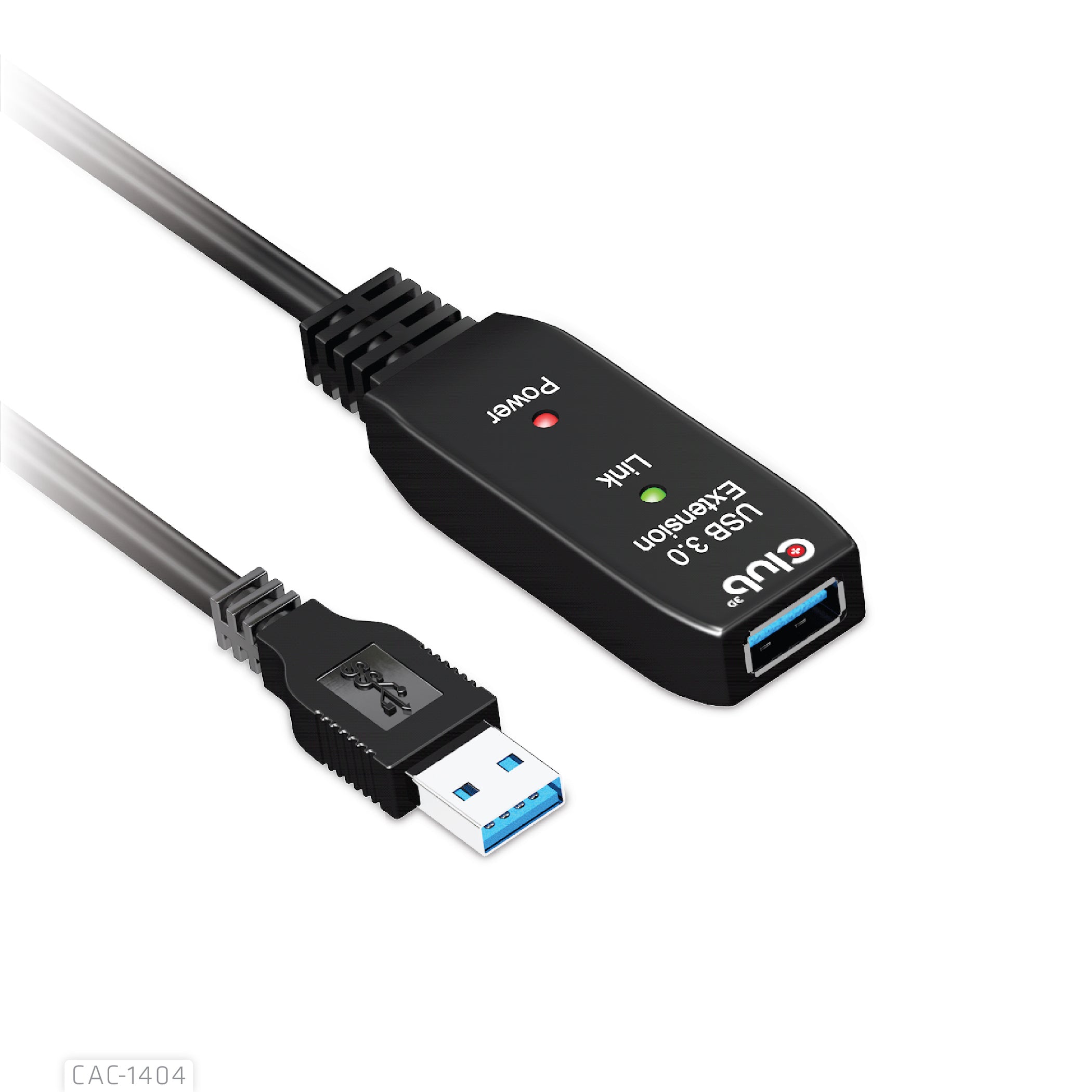 CLUB3D Club 3D – USB-A Verlängerungskabel (Stecker auf Buchse) – USB 3.2 Gen 1 (5 Gbit/s) – 5 m – Aktiv – Schwarz
