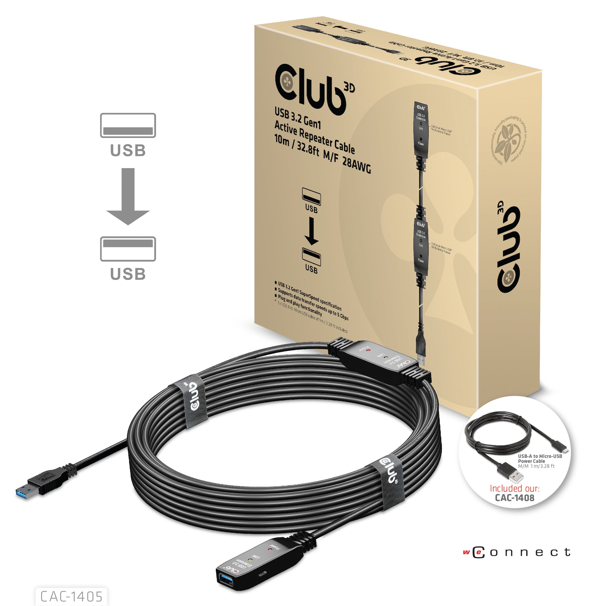 CLUB3D Club 3D – USB-Kabel, USB-A zu USB-A, 10 m, USB 3