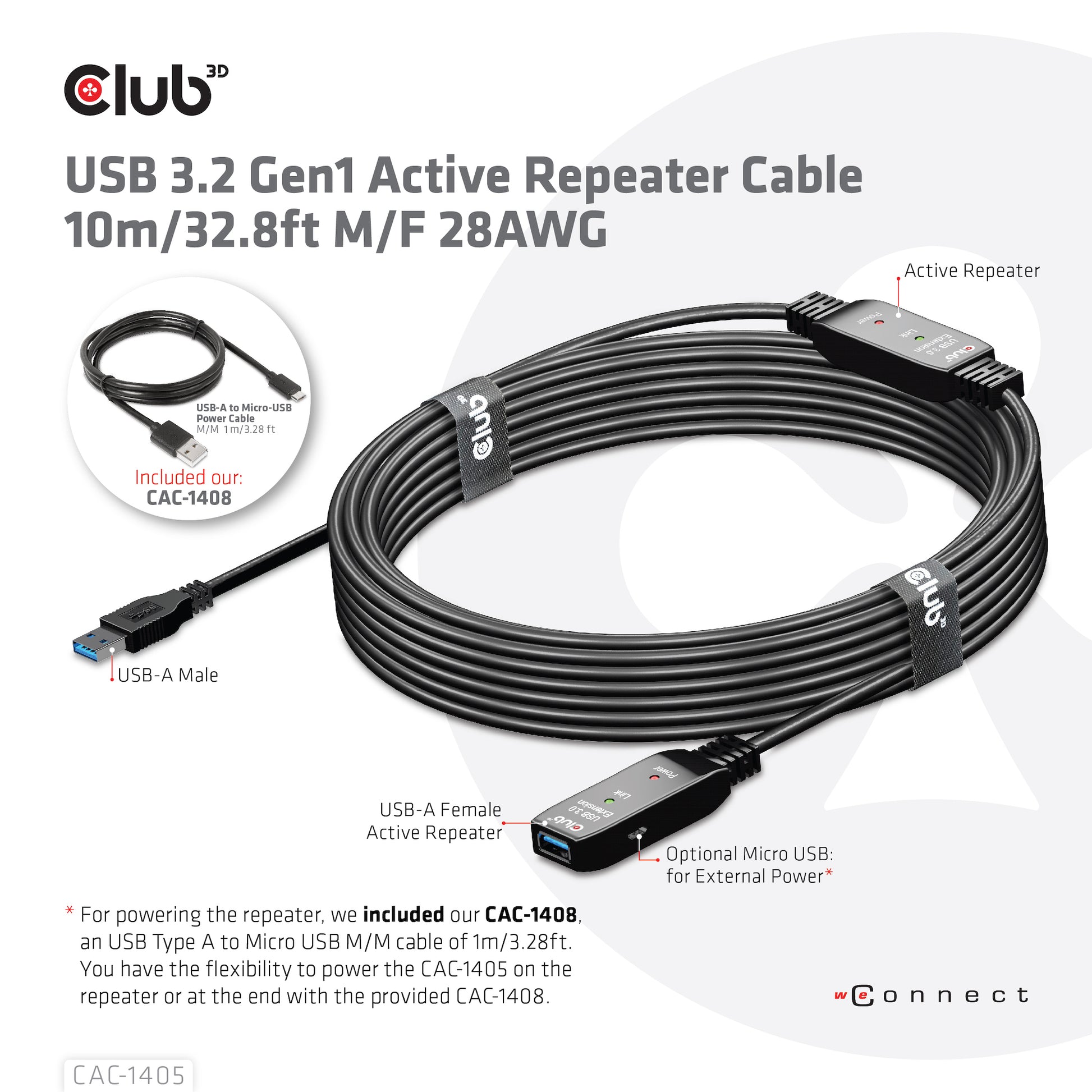 CLUB3D Club 3D – USB-Kabel, USB-A zu USB-A, 10 m, USB 3
