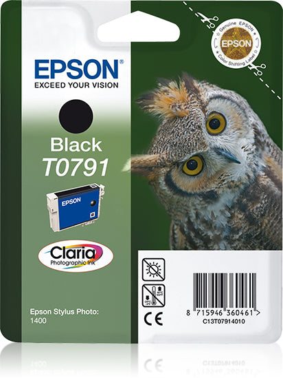 Epson T0791 Schwarz Tintenpatrone (Original) – 11,1 ml – für Epson Stylus Photo PX830FWD/PX820FWD/PX810FW …