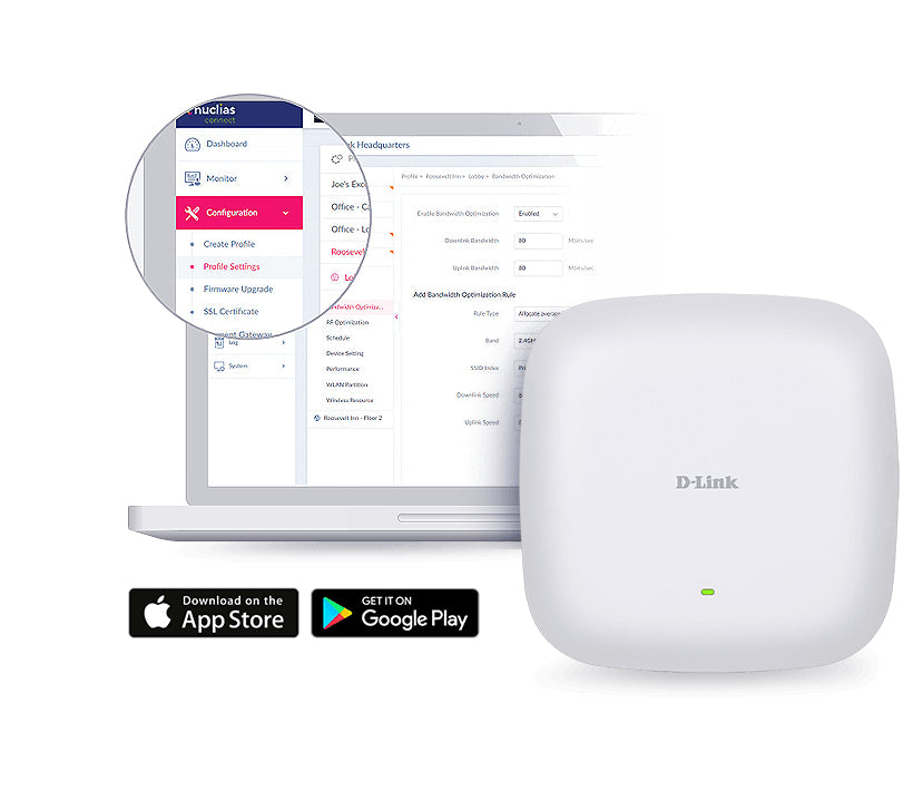 D-Link DAP-X2850 – Access Point – Wi‑Fi 6 (2,4/5 GHz), 3,6 Gbit/s, 2.5GbE, PoE, Wand/Decke