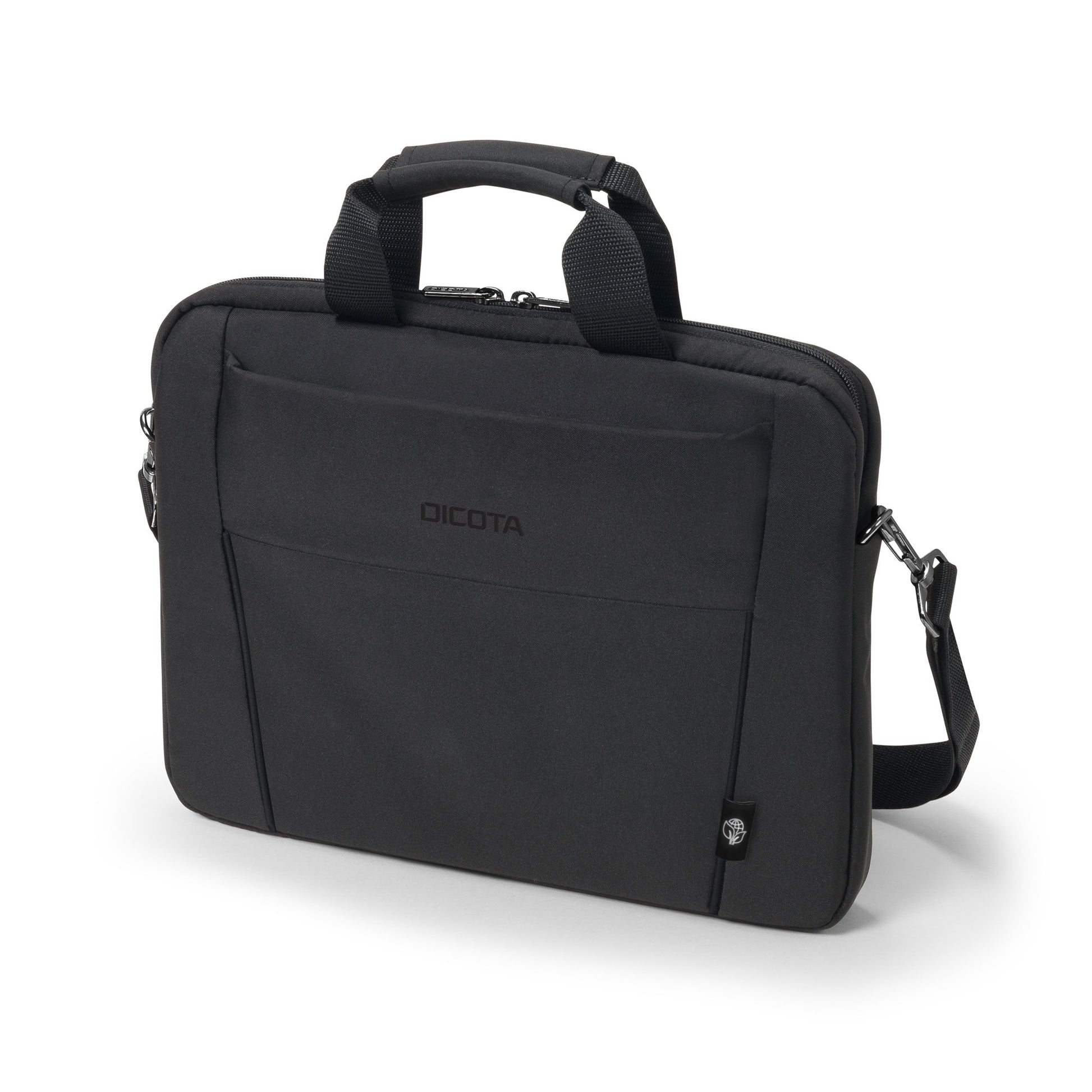 DICOTA Notebook-Tasche bis 14,1" – abnehmbarer Schultergurt, aus recyceltem PET – Schwarz