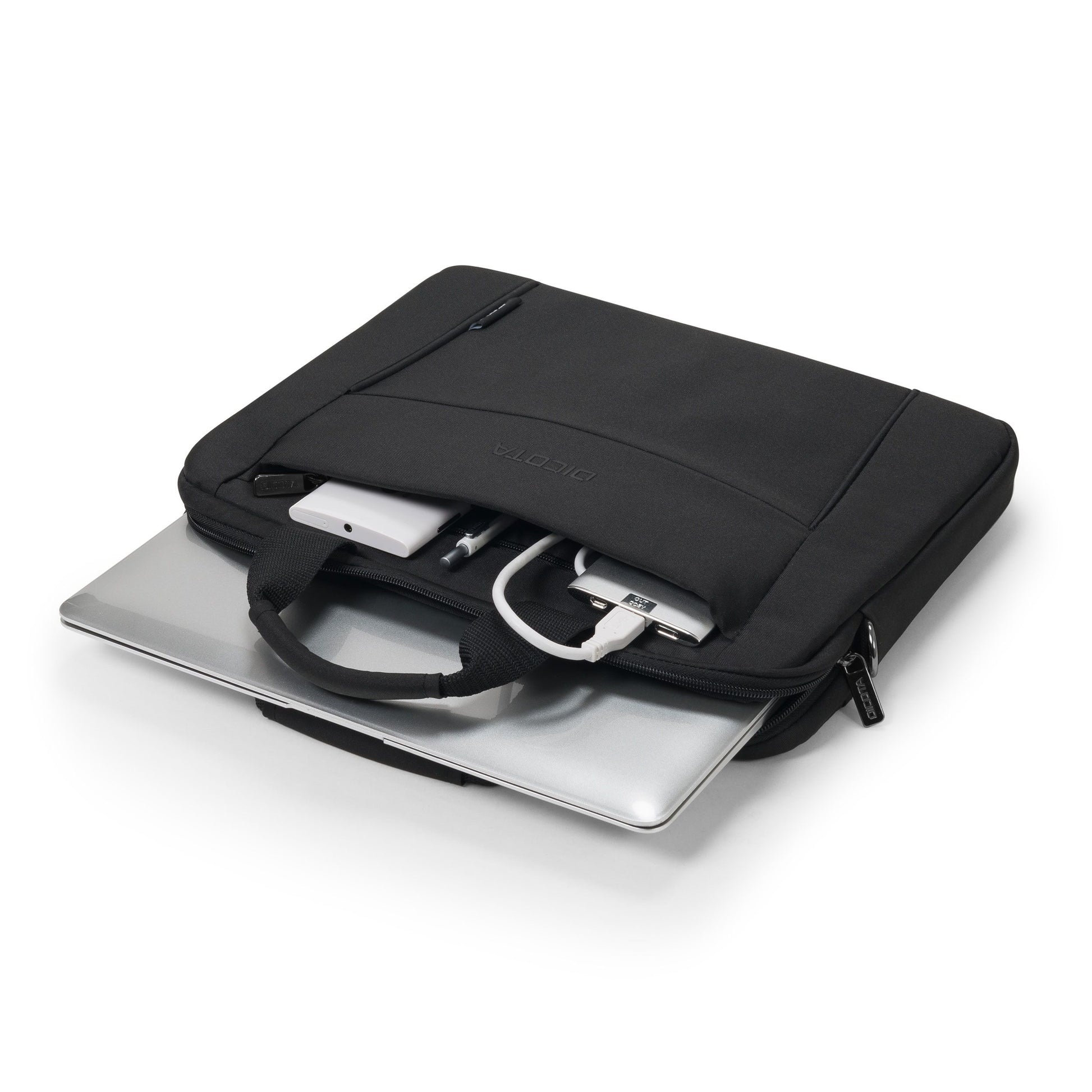 DICOTA Notebook-Tasche bis 14,1" – abnehmbarer Schultergurt, aus recyceltem PET – Schwarz