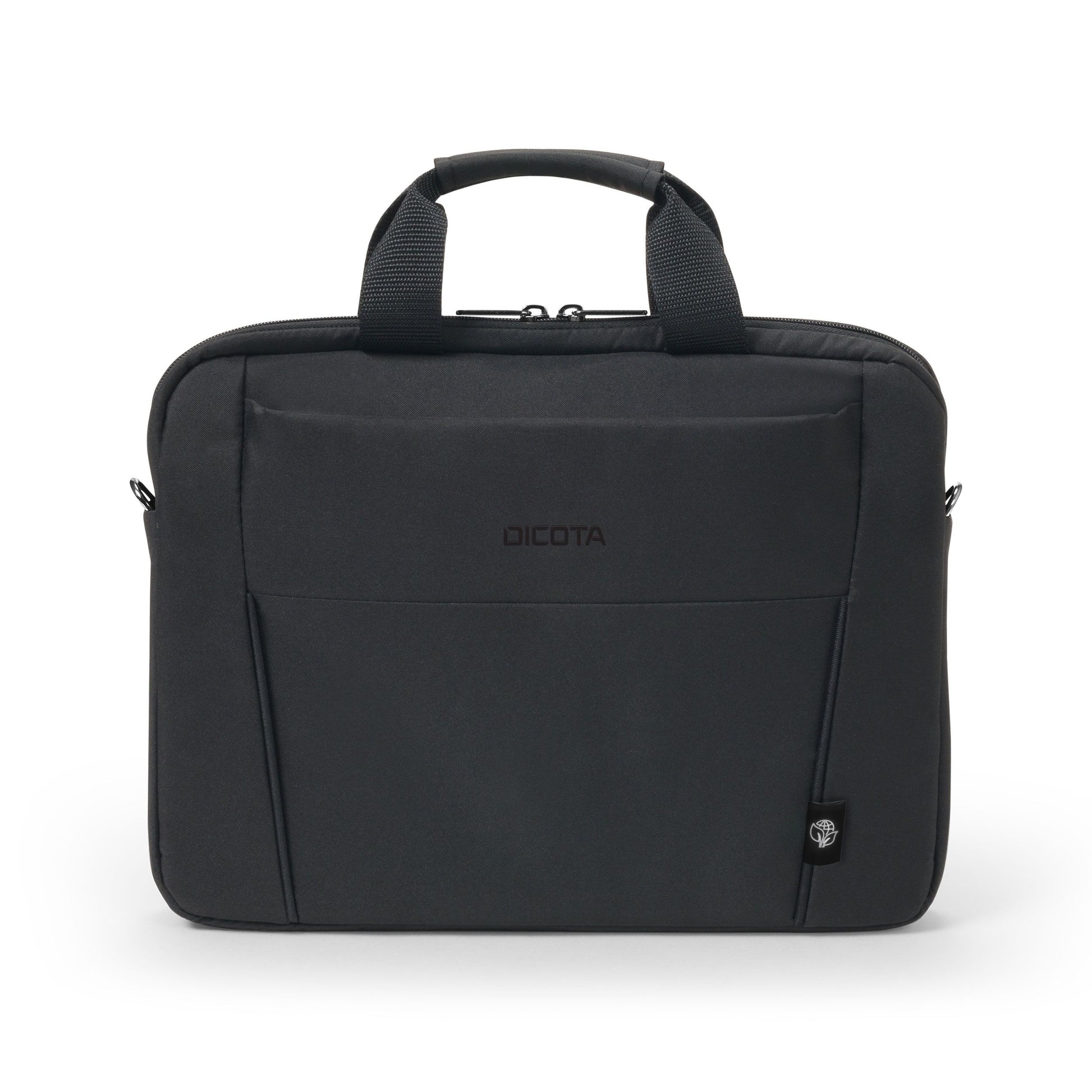 DICOTA Notebook-Tasche bis 14,1" – abnehmbarer Schultergurt, aus recyceltem PET – Schwarz