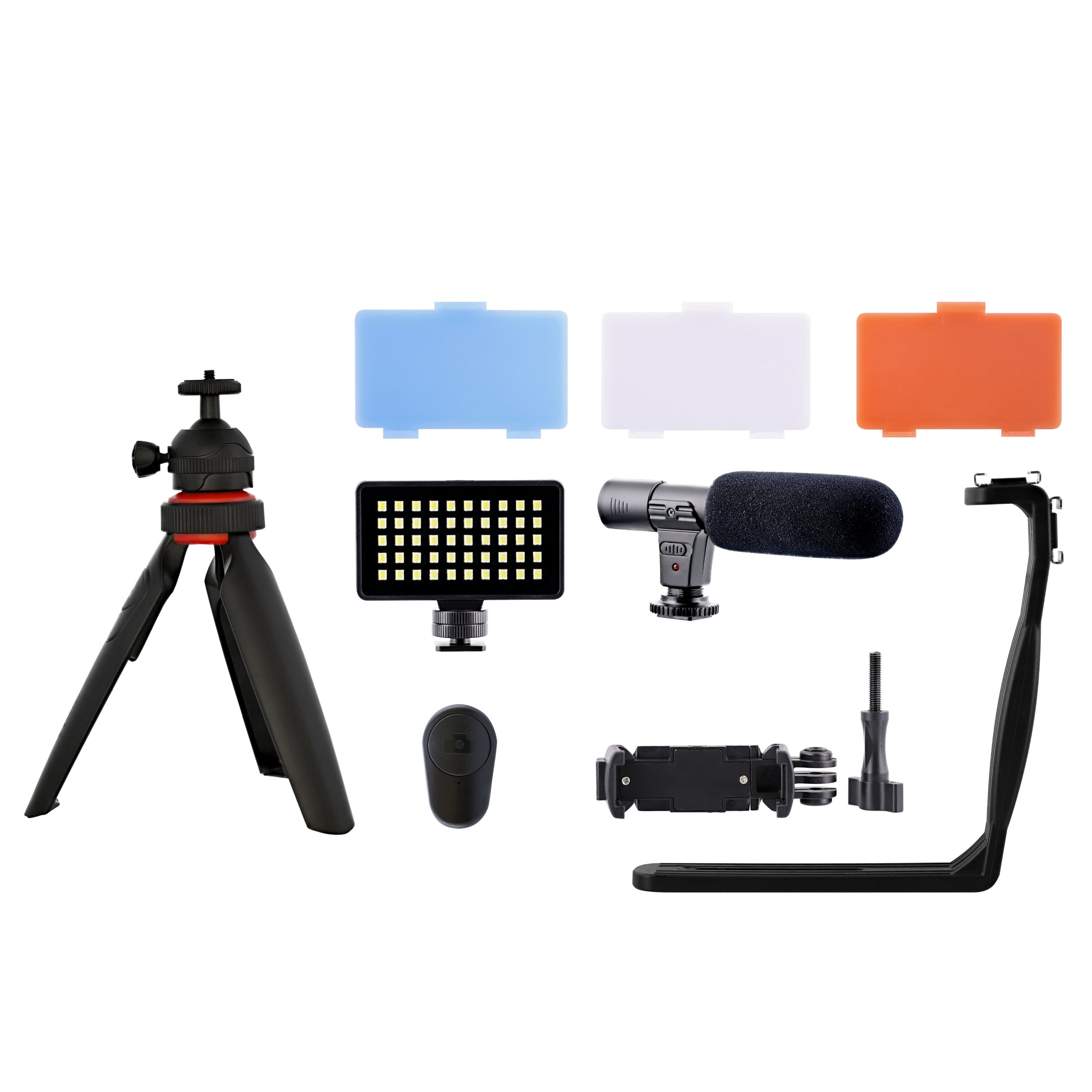 T'nB Influence Vlogging-Kit – LED-Licht 50 LEDs, Mini-Stativ, Kabelmikrofon – für Smartphone, Kamera – Schwarz