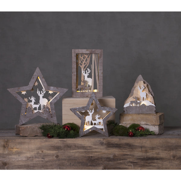 Star Trading Leichte Dekorationsfigur – 18 × 28 × 6 cm – Holz, braun – 10 LEDs