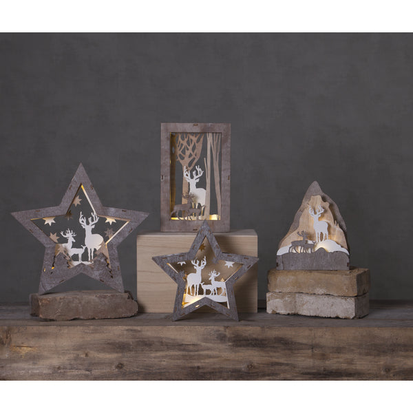 Star Trading Leichte Dekorationsfigur – 18 × 28 × 6 cm – Holz, braun – 10 LEDs