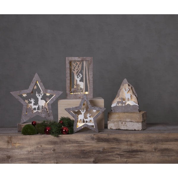 Star Trading Leichte Dekorationsfigur – 18 × 28 × 6 cm – Holz, braun – 10 LEDs