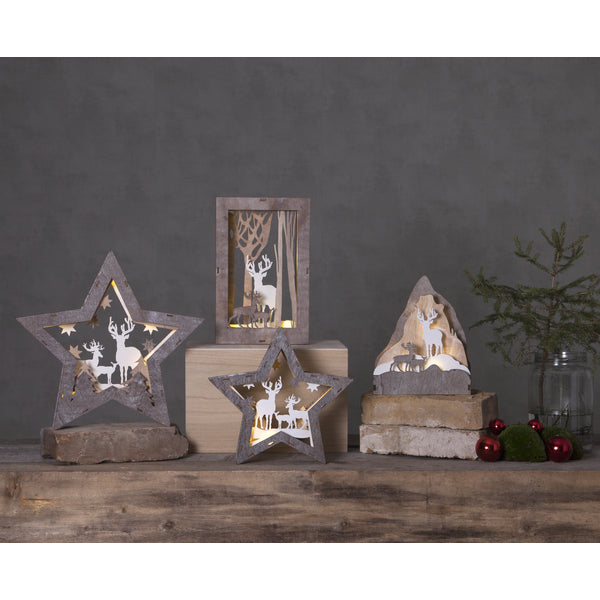 Star Trading Leichte Dekorationsfigur – 18 × 28 × 6 cm – Holz, braun – 10 LEDs