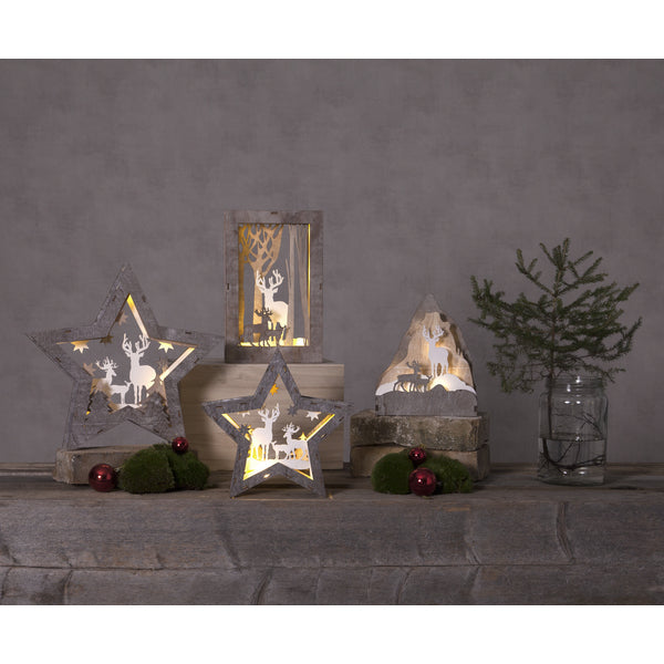 Star Trading Leichte Dekorationsfigur – 18 × 28 × 6 cm – Holz, braun – 10 LEDs