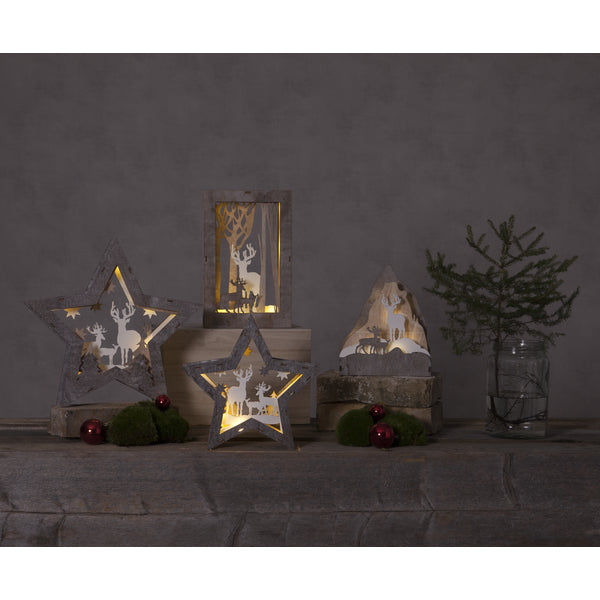 Star Trading Leichte Dekorationsfigur – 18 × 28 × 6 cm – Holz, braun – 10 LEDs