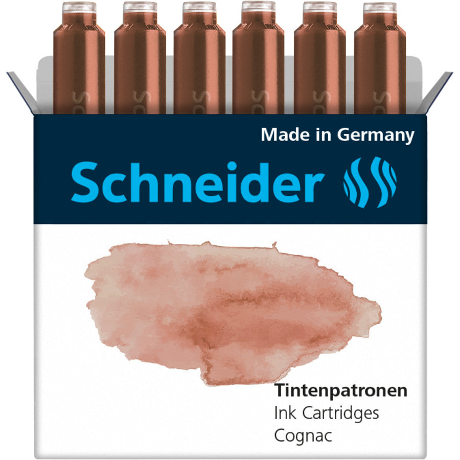 Schneider Schreibgeräte Schneider Tintenpatronen Pastell – Cognac, geruchsarm, 6 Stk.