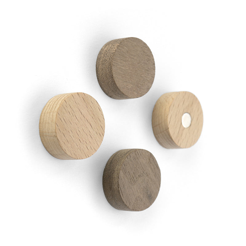 Trendform WOOD ROUND Magnete – Ø 22 mm – 4 Stück, Holz, Neodym