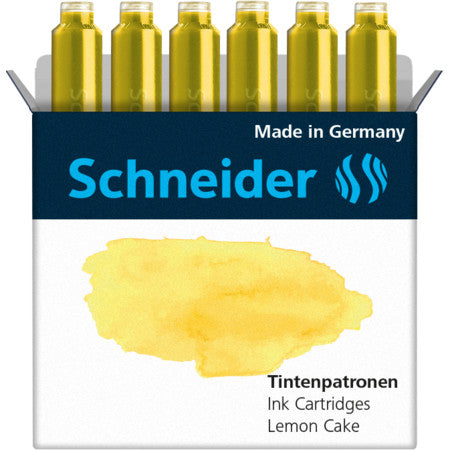 Schneider Schreibgeräte Schneider Tintenpatronen Pastell – Gelb, geruchsarm, 6 Stk.