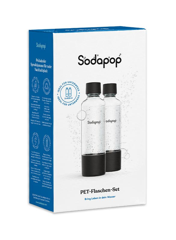 mySodapop Karbonisiererflasche – 850 ml, für Logan, 2 Stk., PET, Schwarz/Transparent