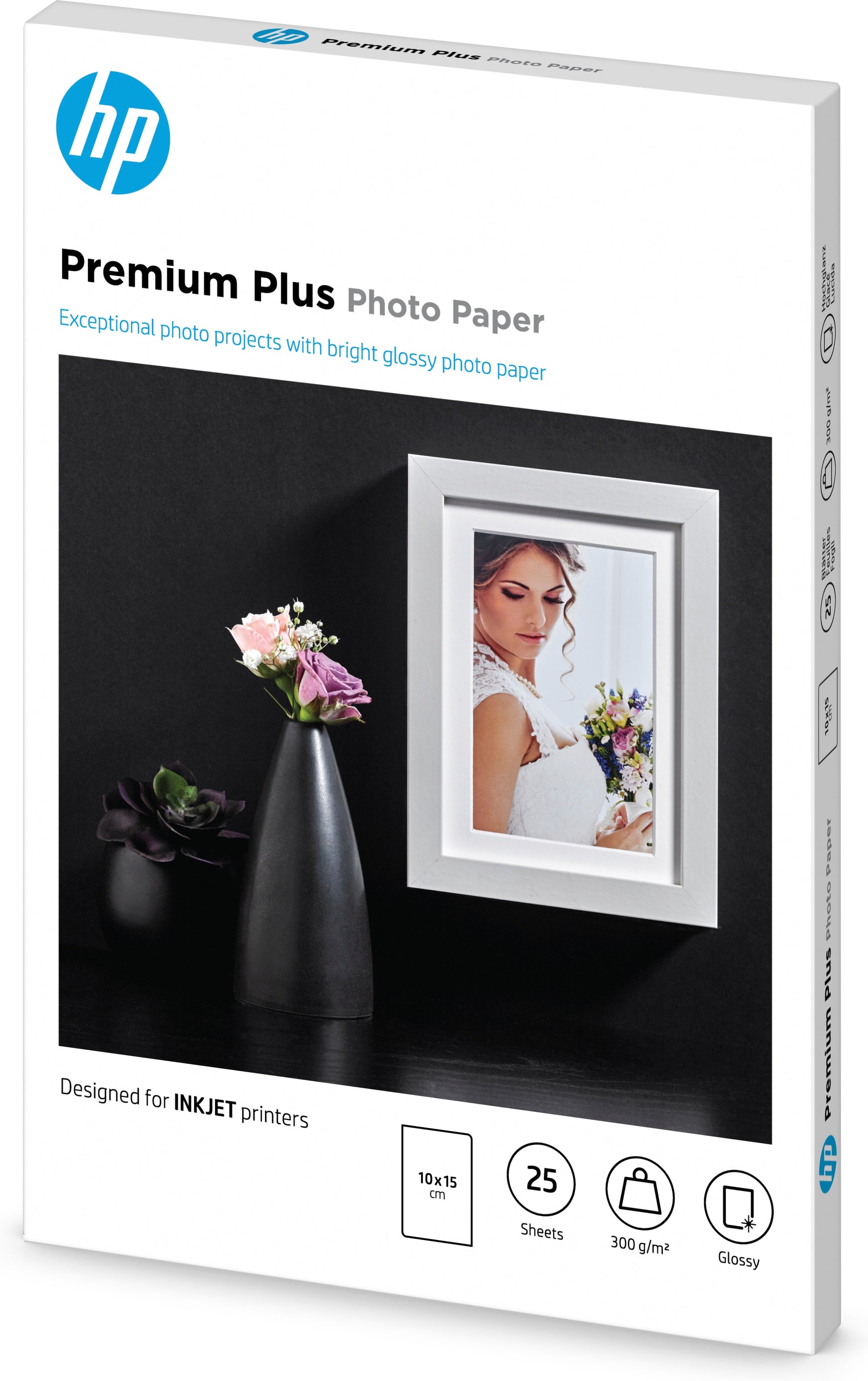 HP Premium Plus Fotopapier – hochglänzend, 100 × 150 mm, 300 g/m², 25 Blatt – für Inkjetdrucker