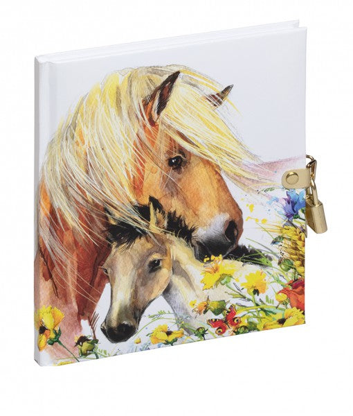 Pagna Pferde Idylle Tagebuch – 155 × 180 mm – 128 Seiten – mit Schloss, gebunden, mehrfarbig