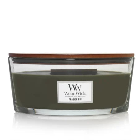 WoodWick Duftkerze Ellipse, grau, Glas, Ø 19,1 cm, parfümiert (Bernstein), 1 Stück