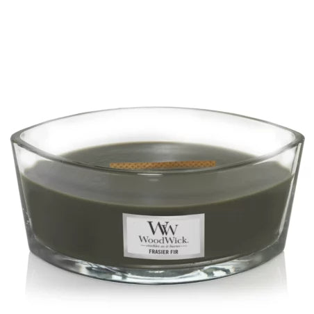 WoodWick Duftkerze Ellipse, grau, Glas, Ø 19,1 cm, parfümiert (Bernstein), 1 Stück